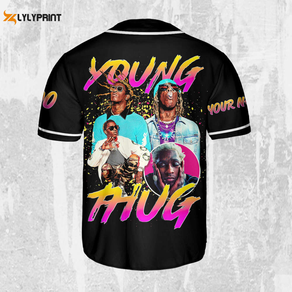 Personalize Young Thug Retro Colorful Jersey, Young Thug Baseball Jersey - lylyprint.com baseball jersey product view 1
