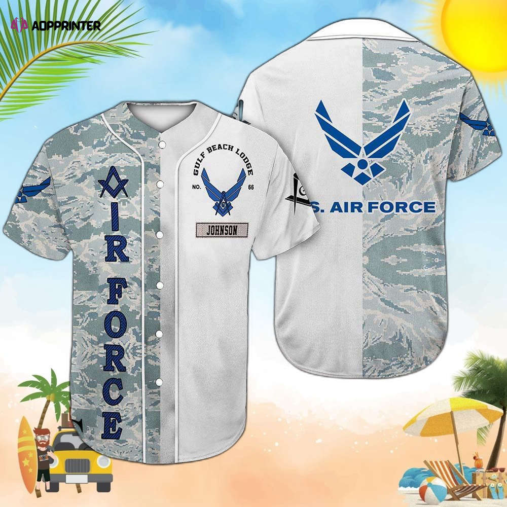 Personalized Air Force Camo Freemasonry Baseball Jersey baseball jersey product view 1