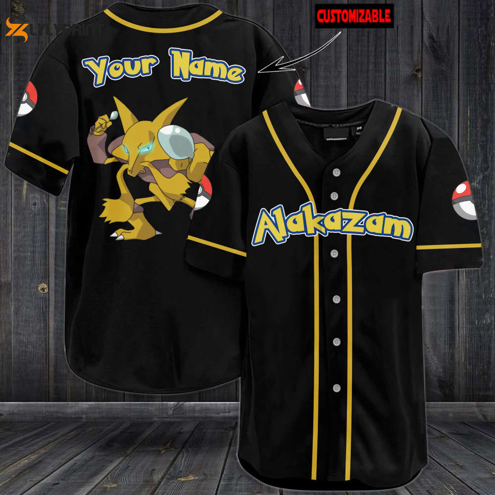 Personalized Alakazam Baseball Jersey - lylyprint.com baseball jersey product view 1