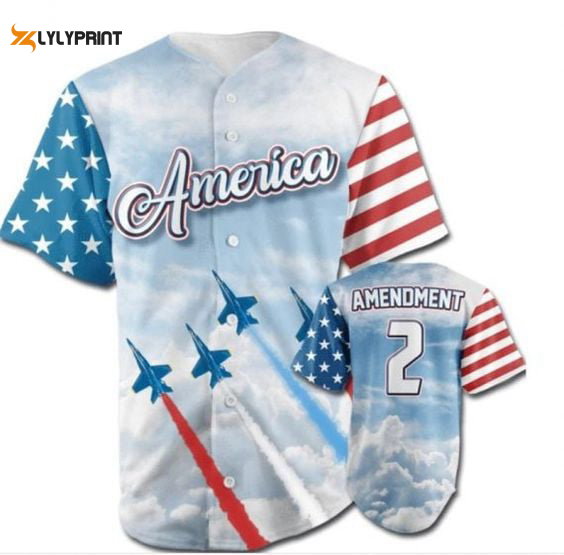 Premium Personalized America USA Flag Plane 3D Baseball Jersey – Perfect Gift for Men & Women - lylyprint.com baseball jersey product view 1