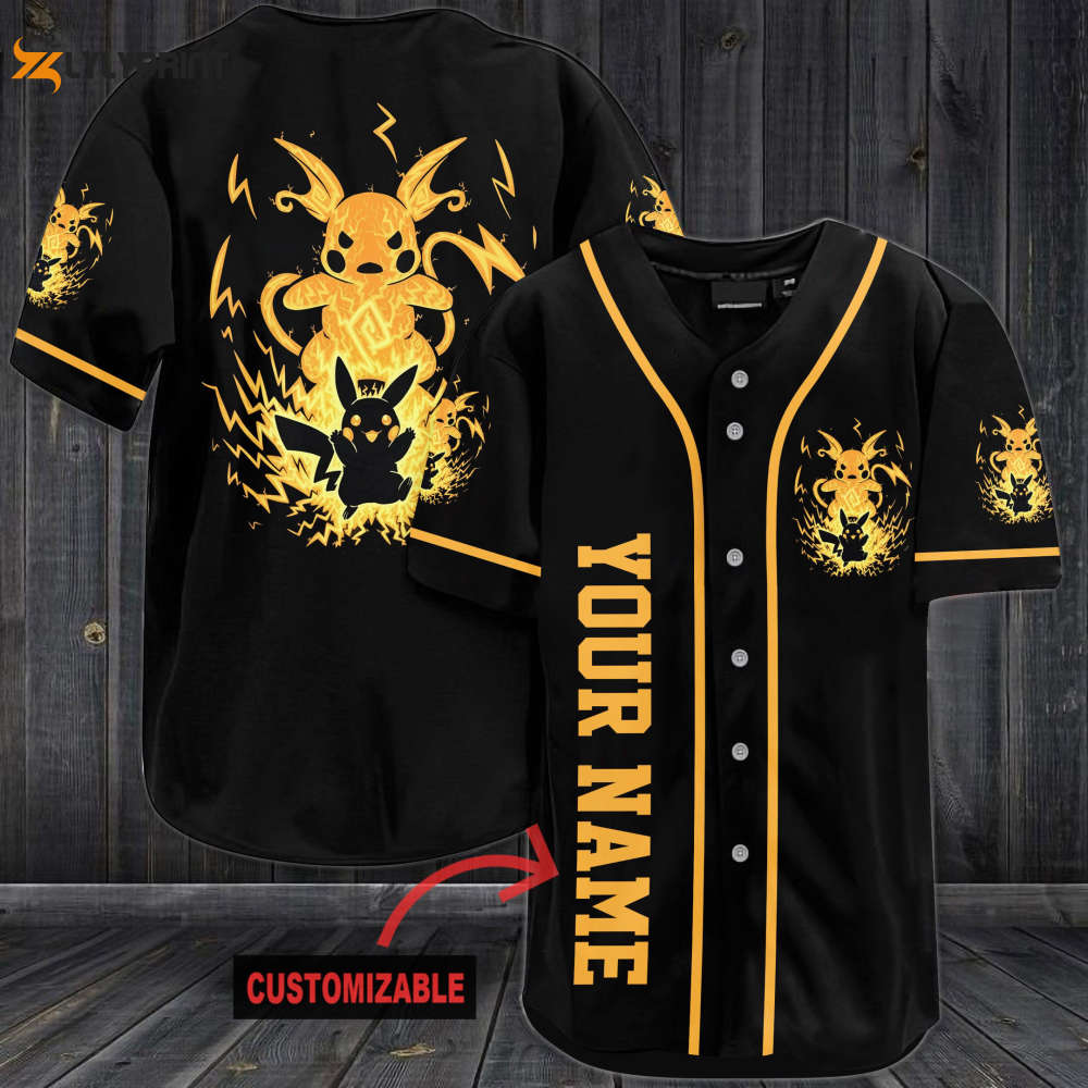 Personalized Angry Raichu Baseball Jersey - lylyprint.com baseball jersey product view 1