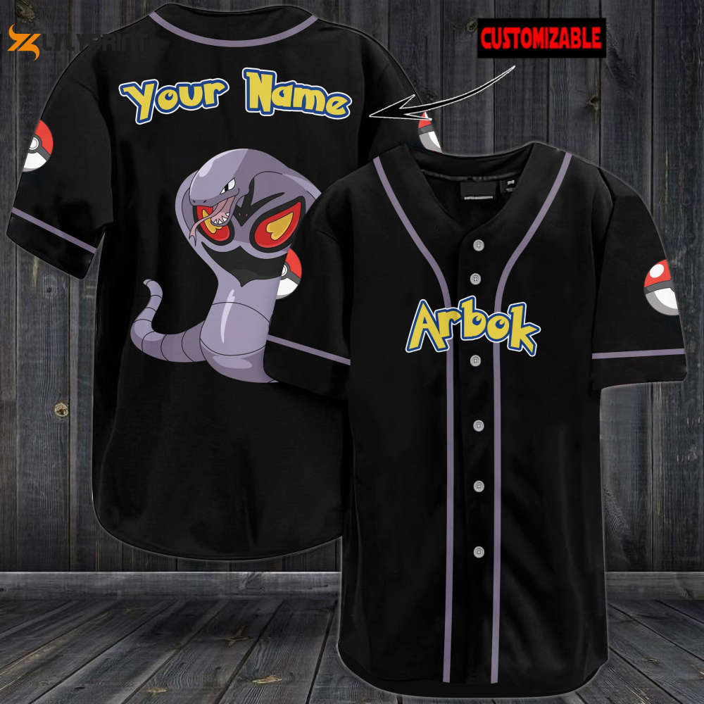 Personalized Arbok Baseball Jersey - lylyprint.com baseball jersey product view 1