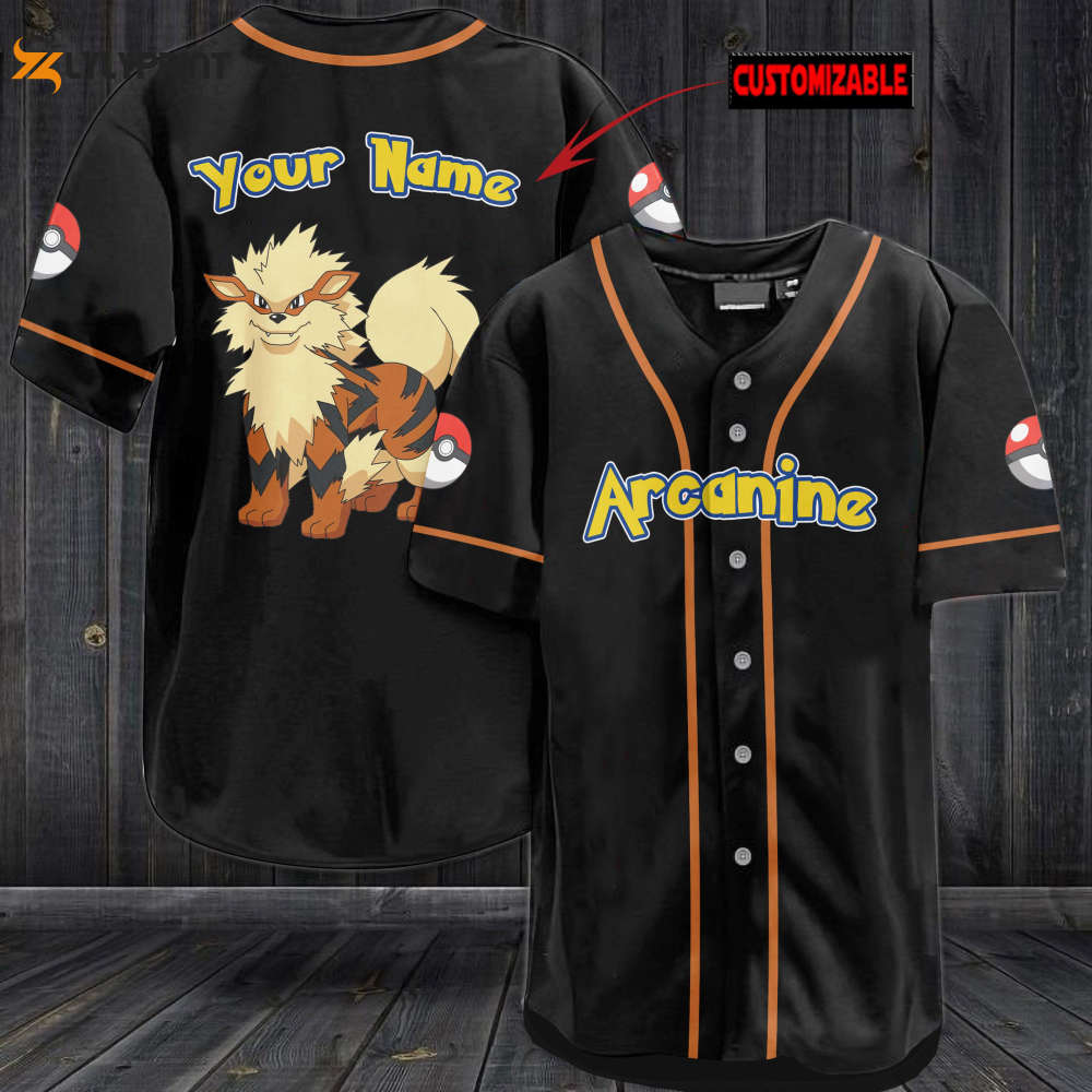 Personalized Arcanine Baseball Jersey - lylyprint.com baseball jersey product view 1