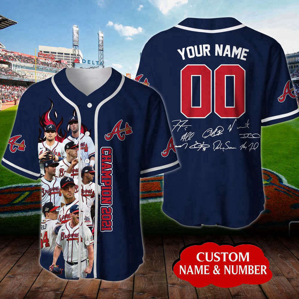 Personalized Atlanta Braves Signatures All Over Print 3D Baseball Jersey For Men Women - Aopprinter baseball jersey product view 2