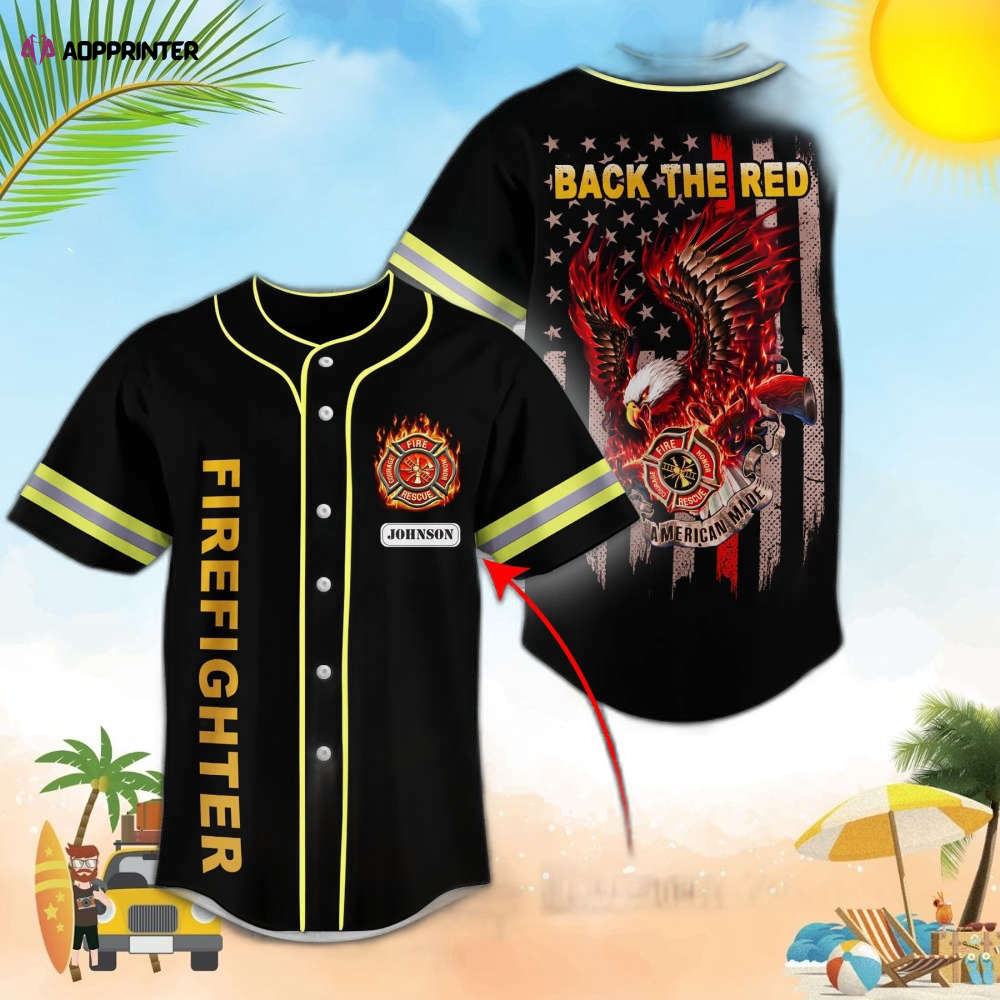 Personalized Back The Red Firefighters Baseball Jersey - Aopprinter baseball jersey product view 1