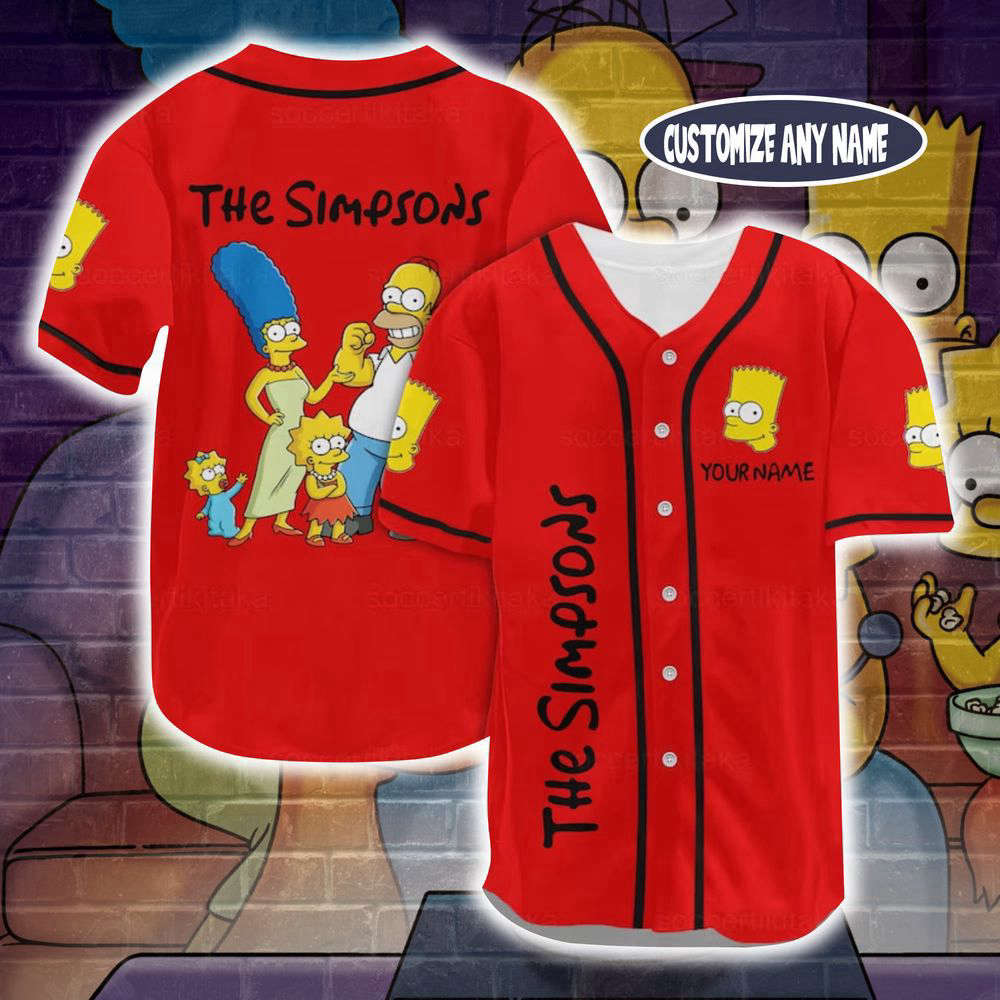 Personalized Bart Simpson Baseball Jersey, Bart Simpson Jersey Shirt - lylyprint.com baseball jersey product view 2