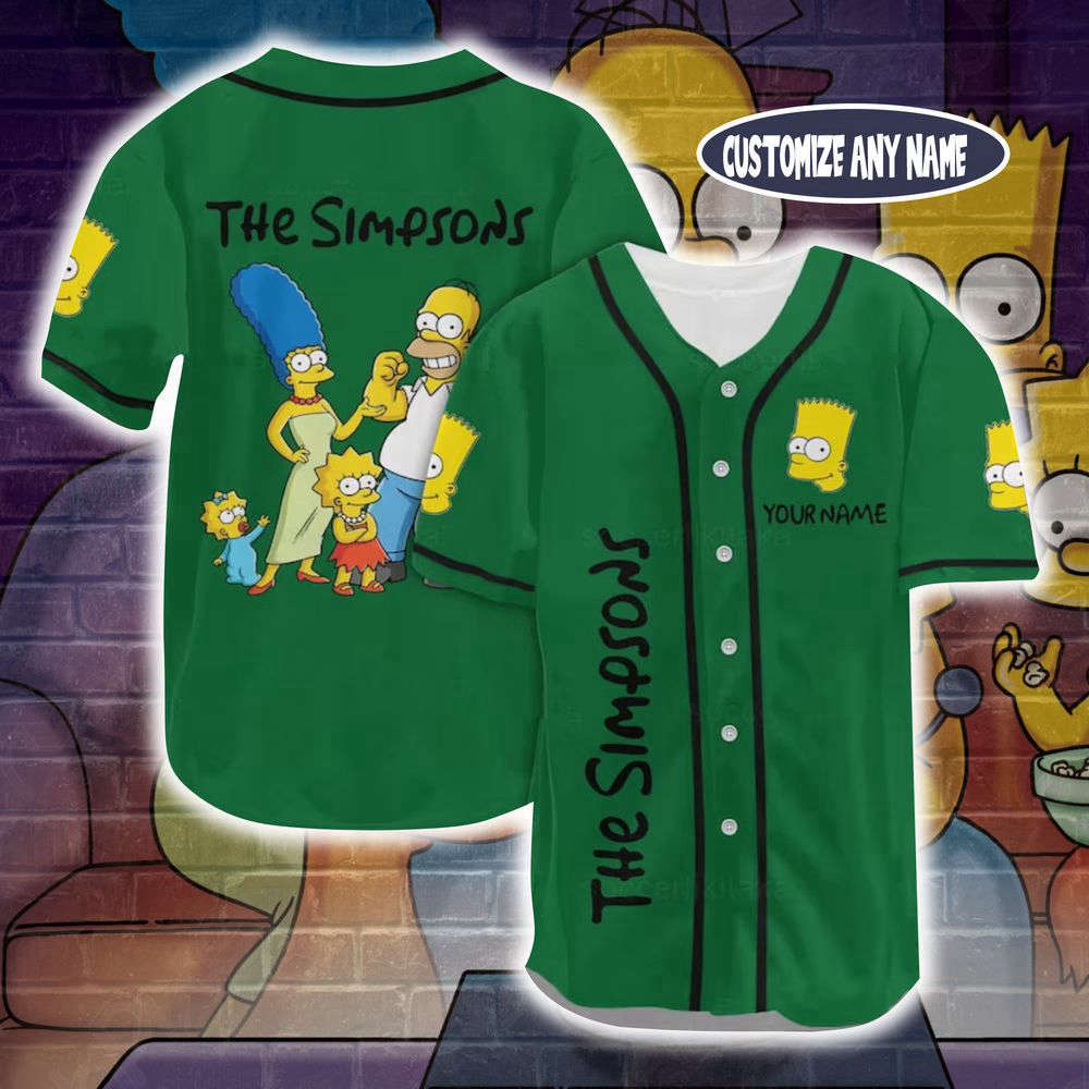 Personalized Bart Simpson Baseball Jersey, Bart Simpson Jersey Shirt - lylyprint.com baseball jersey product view 3