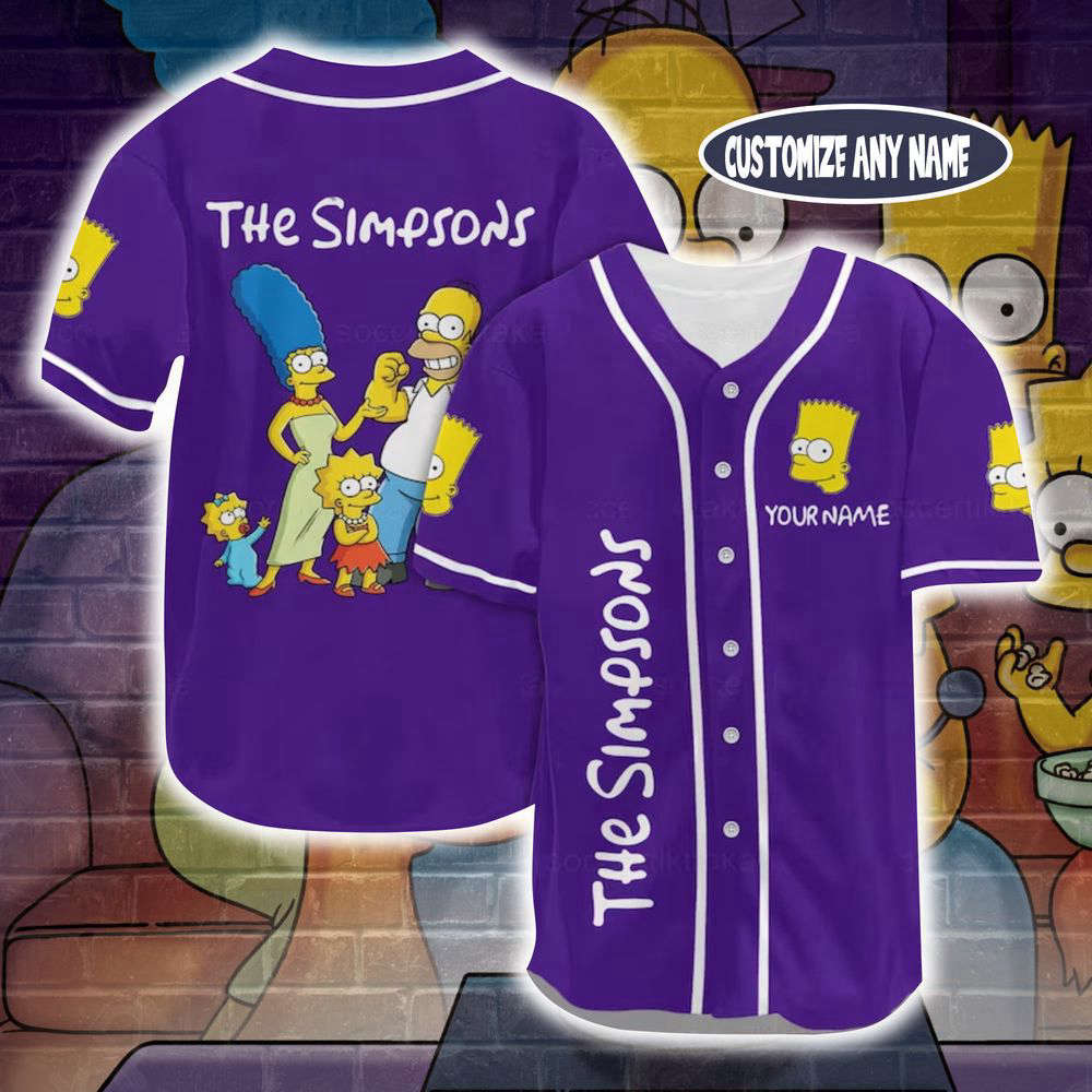 Personalized Bart Simpson Baseball Jersey, Bart Simpson Jersey Shirt - lylyprint.com baseball jersey product view 4