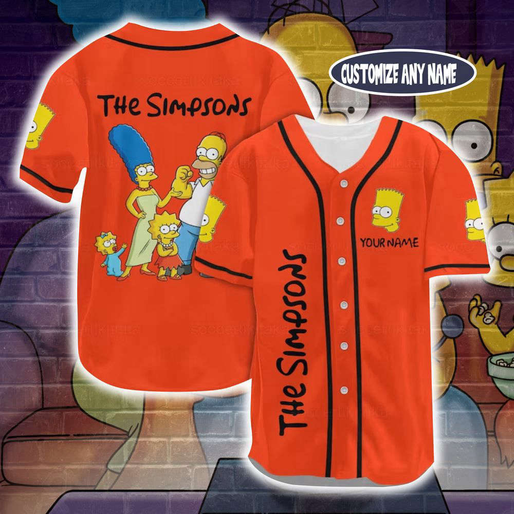 Personalized Bart Simpson Baseball Jersey, Bart Simpson Jersey Shirt - lylyprint.com baseball jersey product view 5