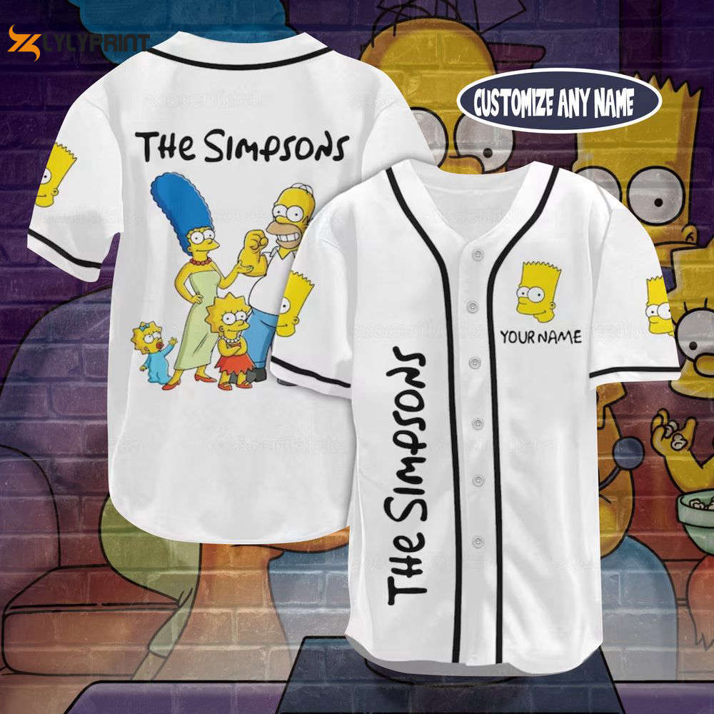 Personalized Bart Simpson Baseball Jersey, Bart Simpson Jersey Shirt - lylyprint.com baseball jersey product view 1
