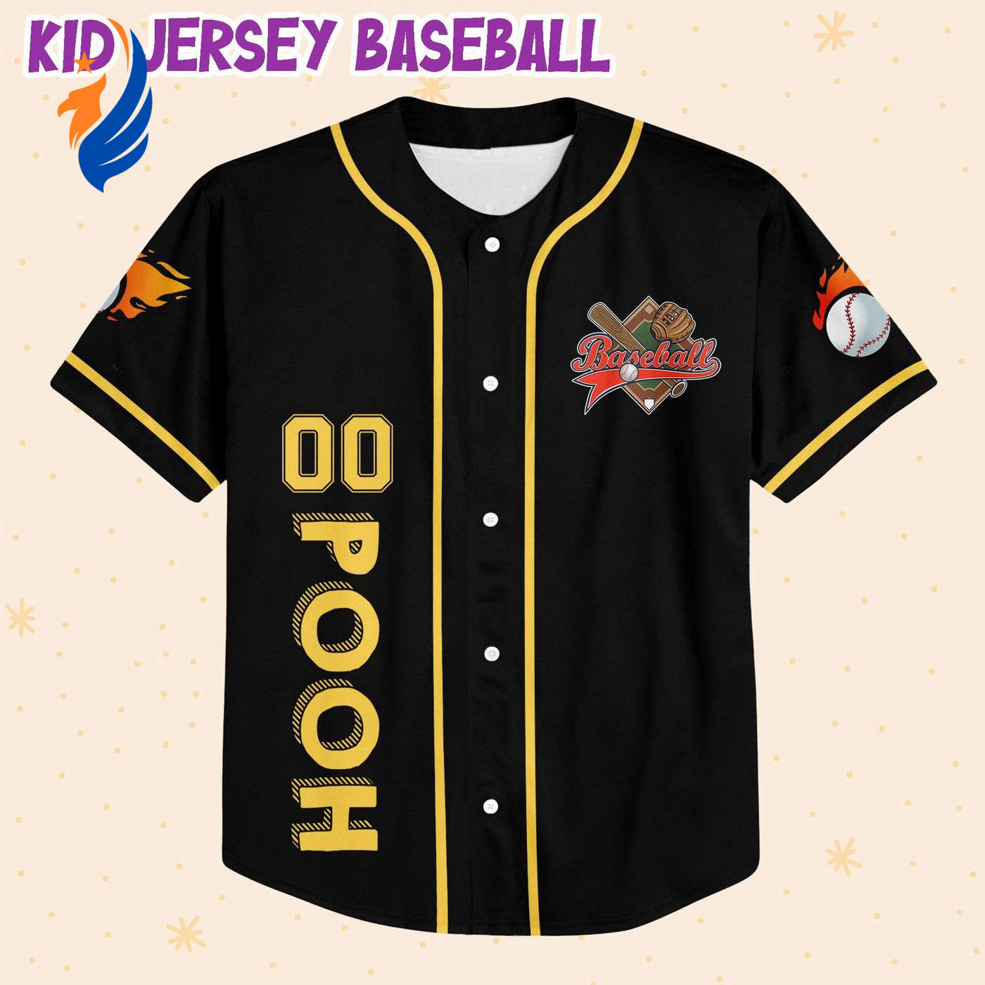 Custom Baseball Jersey: Personalized Pooh vs Tigger Design - Stylish & Unique Baseball Apparel - Bafud baseball jersey product view 1