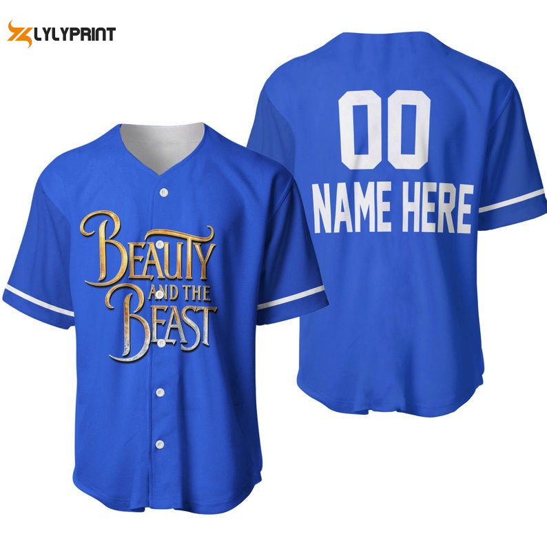 Personalized Beauty And The Beast All Over Print Baseball Jersey - lylyprint.com baseball jersey product view 1