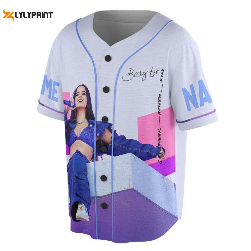 Personalized Becky G Baseball Jersey, Mi Casa Tu US Tour 2023 3D Shirt - lylyprint.com baseball jersey product view 1