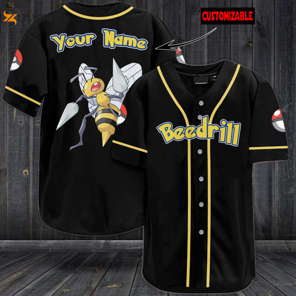 Personalized Beedrill Baseball Jersey - lylyprint.com baseball jersey product view 1