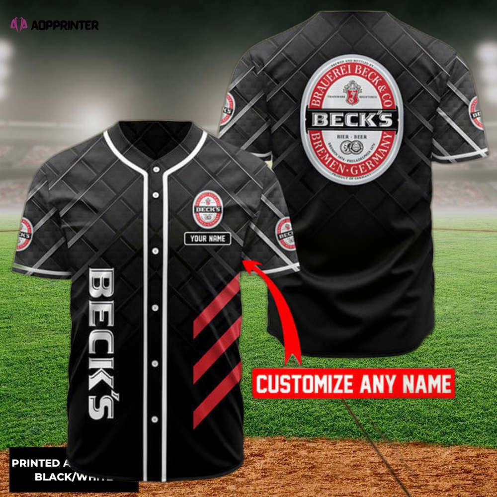 Personalized Black Beck's Beer Baseball Jersey - Aopprinter baseball jersey product view 1