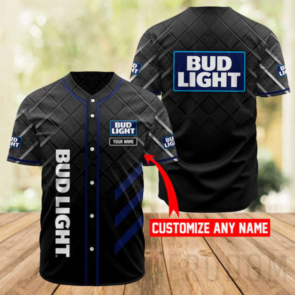 Personalized Black Bud Light Baseball Jersey - Aopprinter baseball jersey product view 2