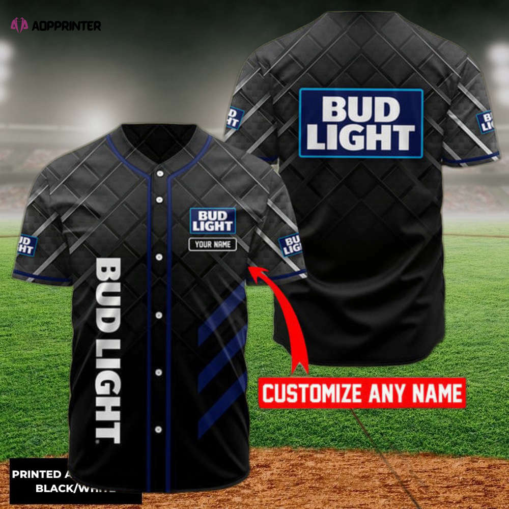 Personalized Black Bud Light Baseball Jersey - Aopprinter baseball jersey product view 1