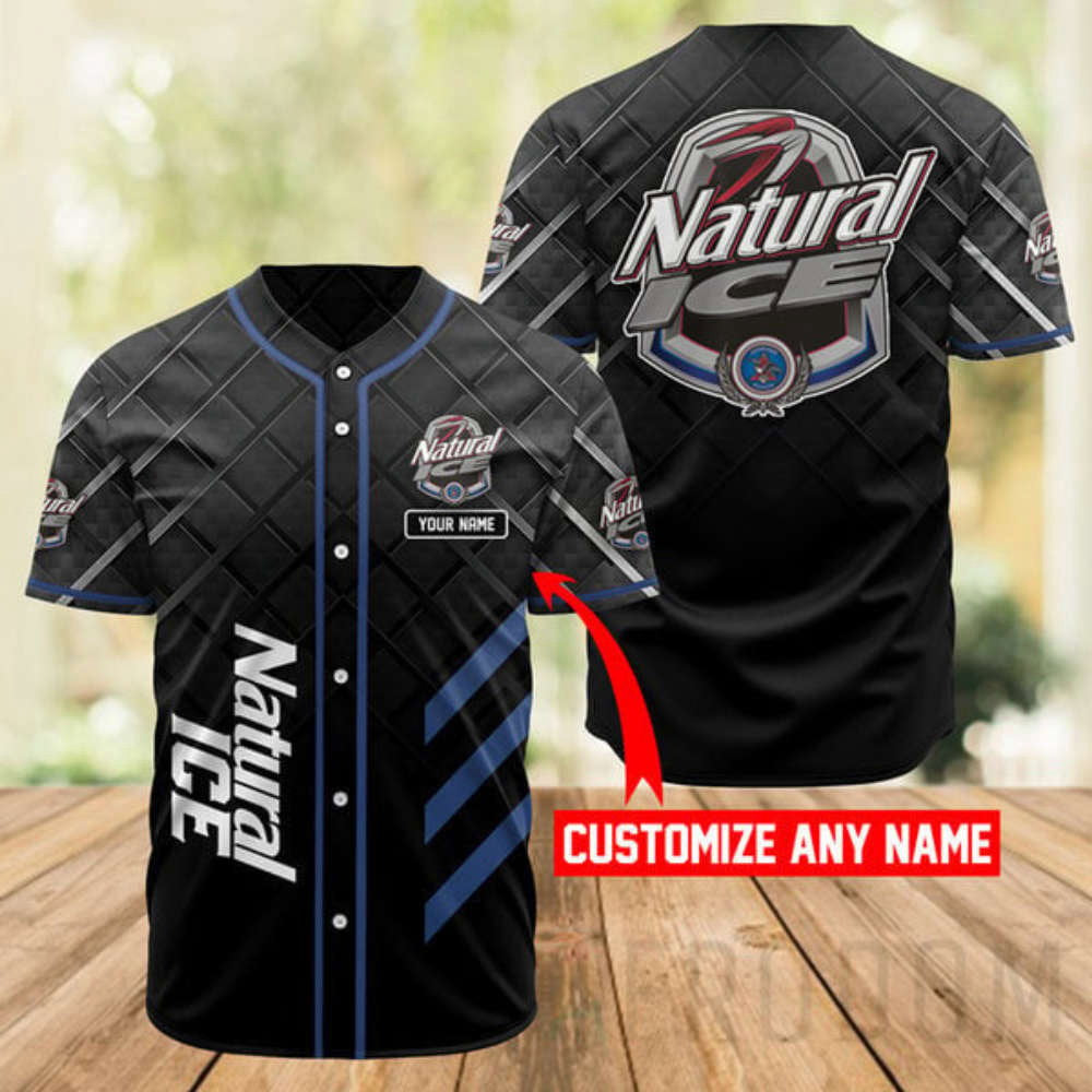 Personalized Black Natural Ice Baseball Jersey baseball jersey product view 2