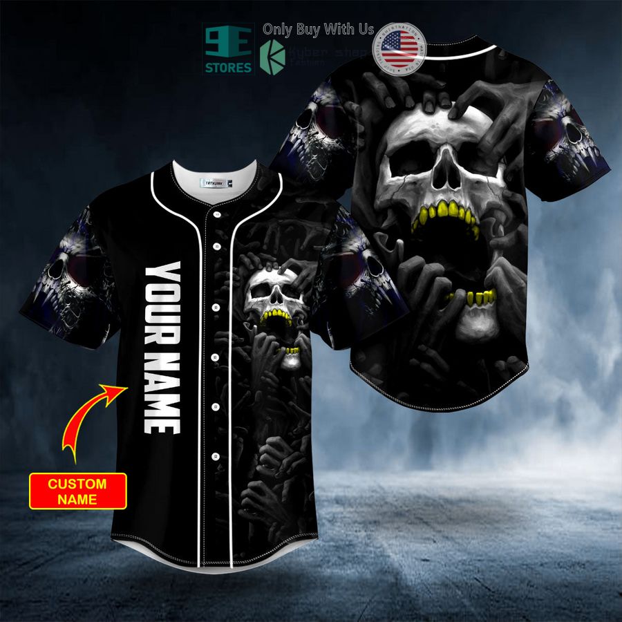 BEST Personalized Black Red Dragon King Skull Custom Baseball Shirt baseball jersey product view 1