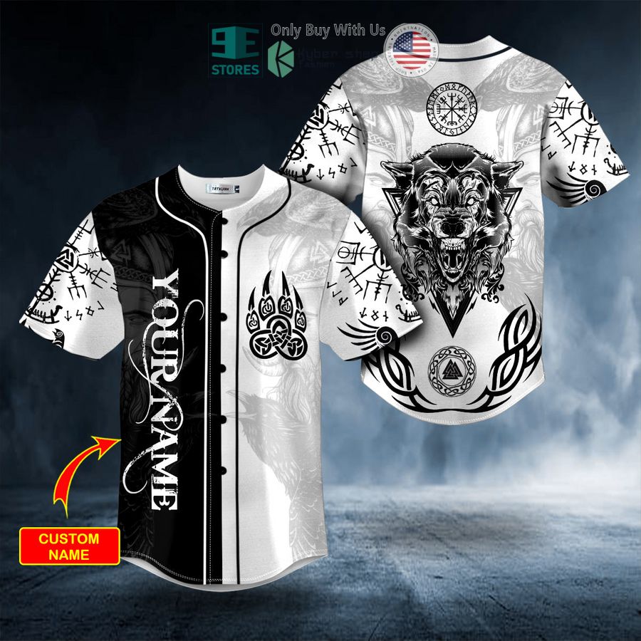 BEST Personalized Black White Bear Claws Viking Tattoo Custom Baseball Shirt baseball jersey product view 1
