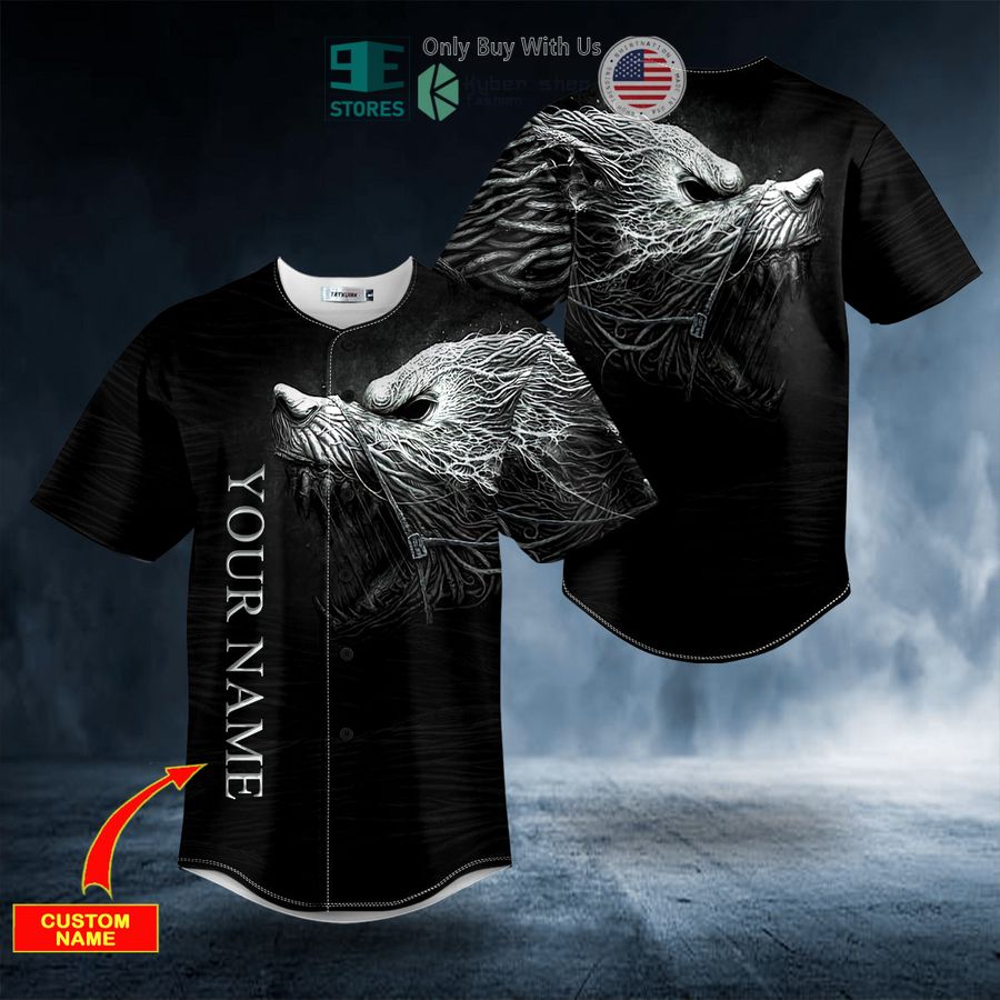 BEST Personalized Black White Werewolf Viking Custom Baseball Shirt baseball jersey product view 1