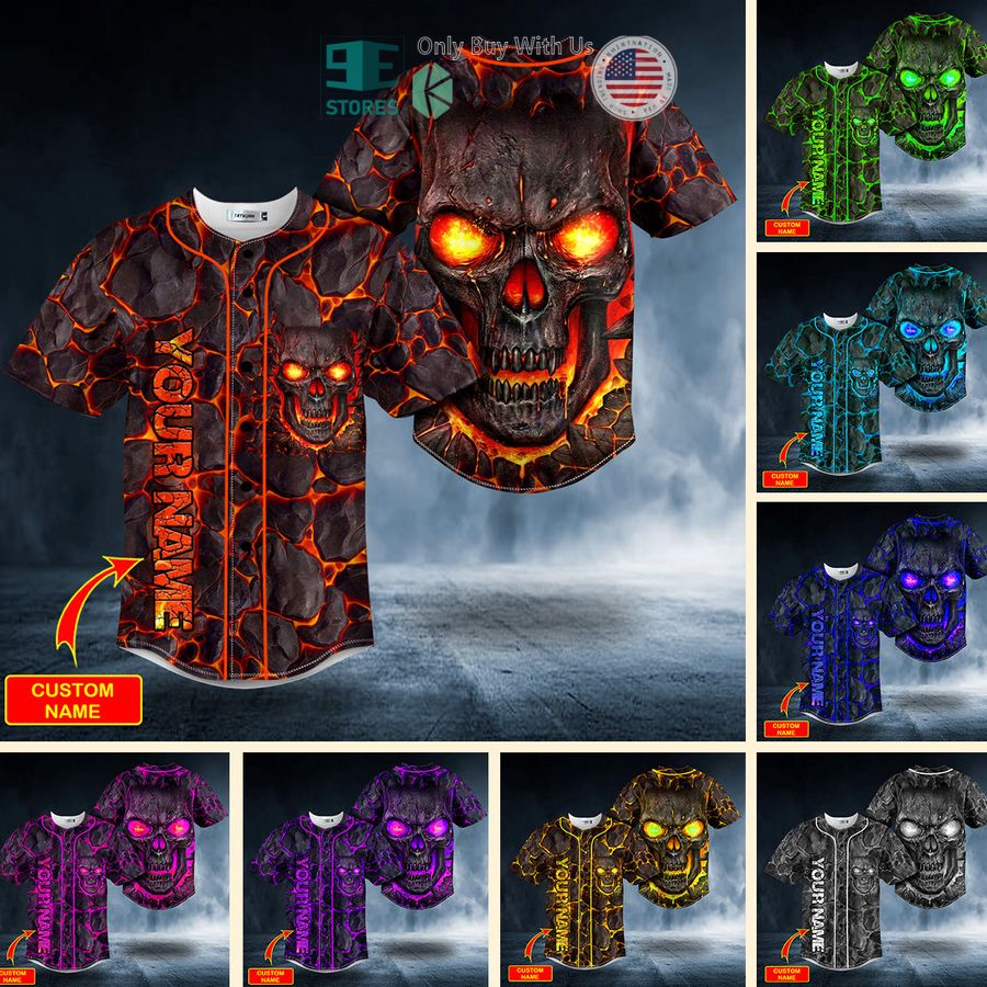 BEST Personalized Blast Fire Skull Custom Baseball Shirt baseball jersey product view 1