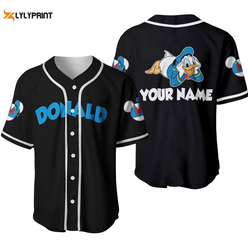Personalized Blue Chilling Donald Duck All Over Print Baseball Jersey - lylyprint.com baseball jersey product view 1