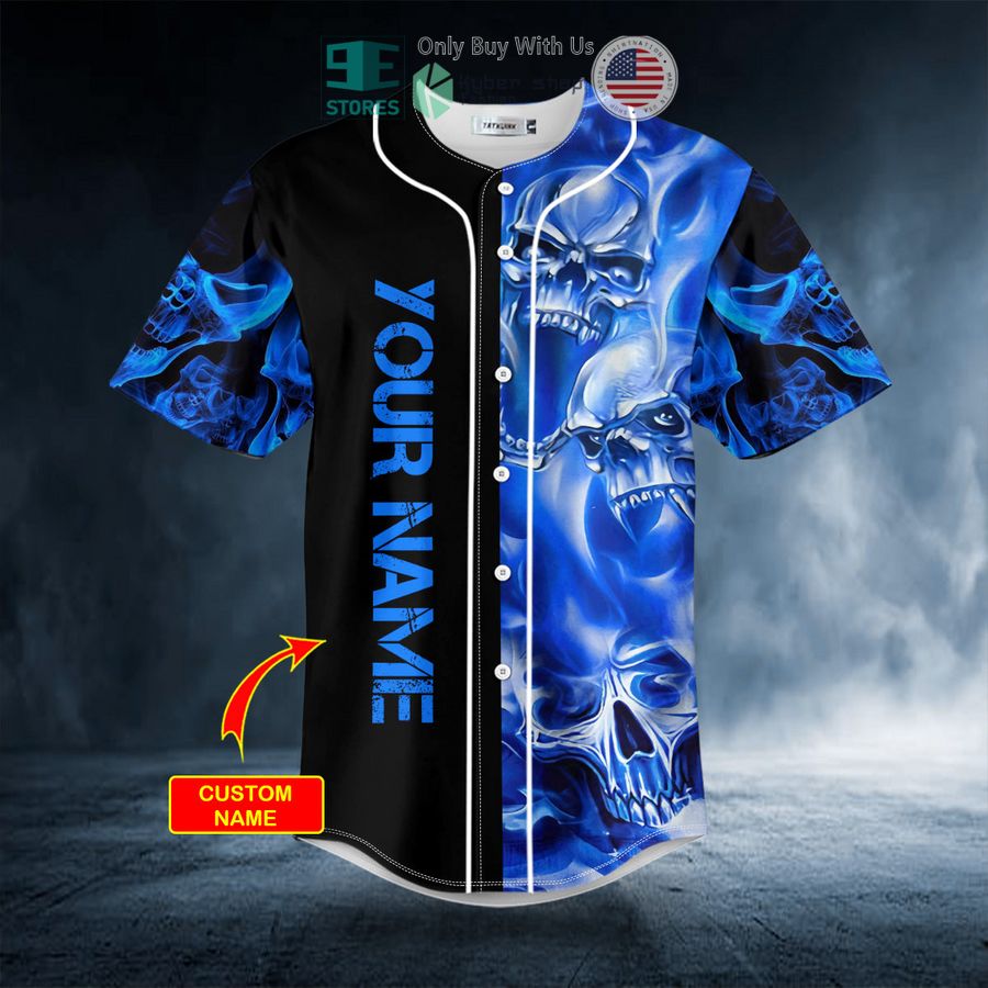 BEST Personalized Blue Soul Eater Ghost Skull Custom Baseball Shirt baseball jersey product view 1
