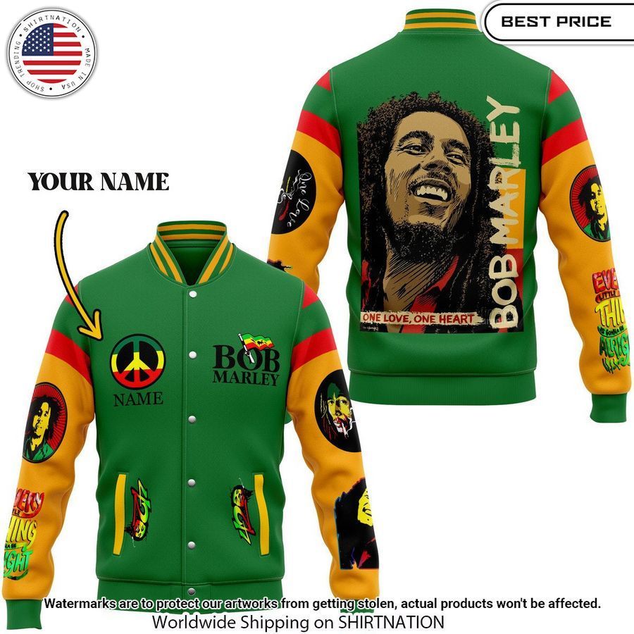 Personalized Bob Marley Baseball Jacket baseball jersey product view 1