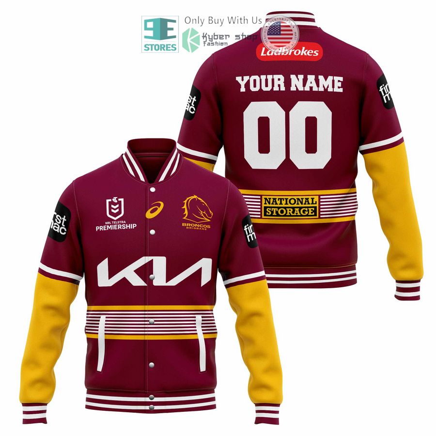BEST Personalized Brisbane Broncos National Storage Baseball Jacket baseball jersey product view 1