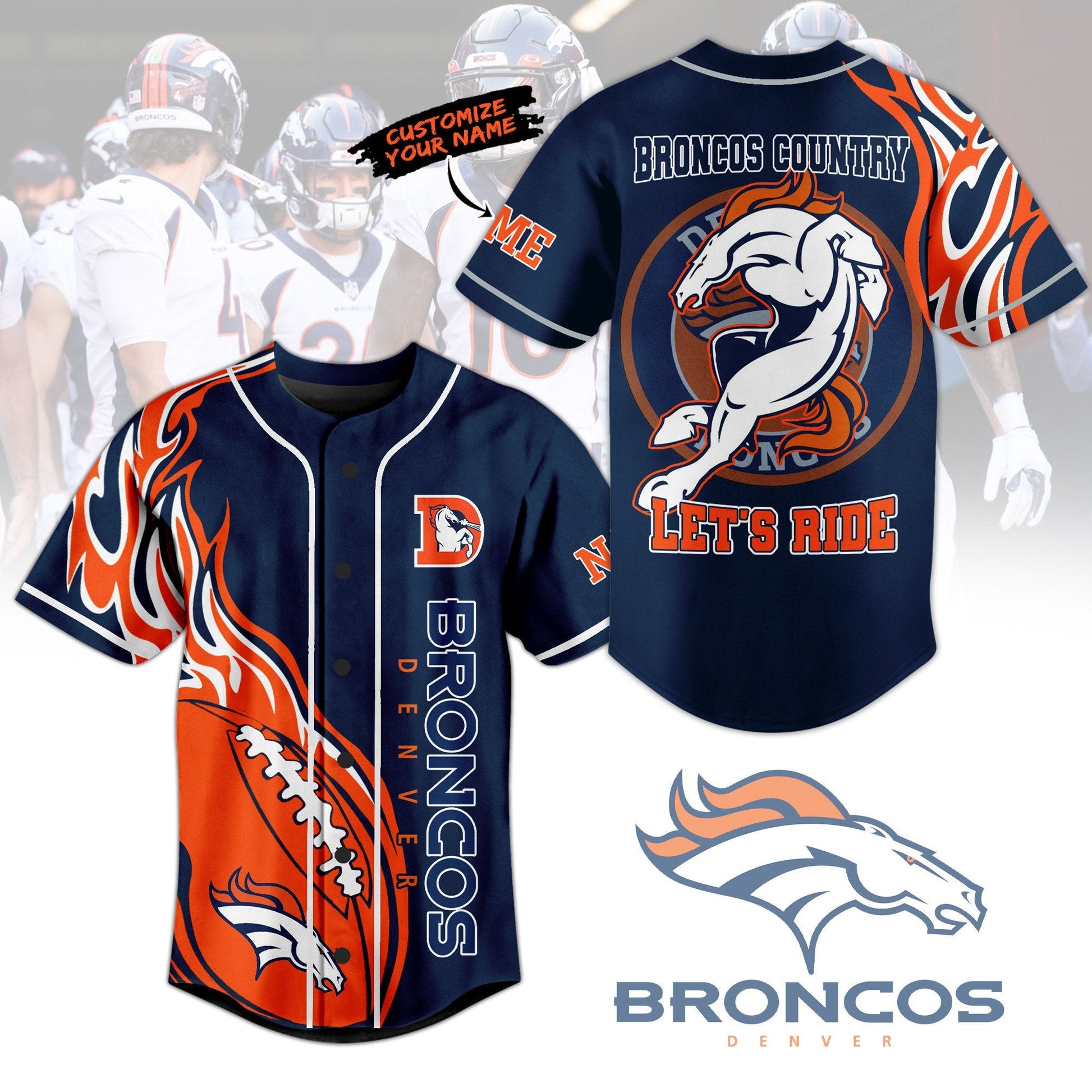 Personalized Broncos Baseball Jersey For Fans baseball jersey product view 1