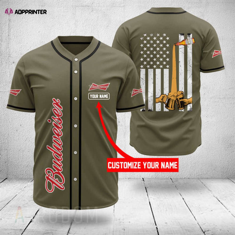Personalized Budweiser Beer Baseball Jersey baseball jersey product view 1