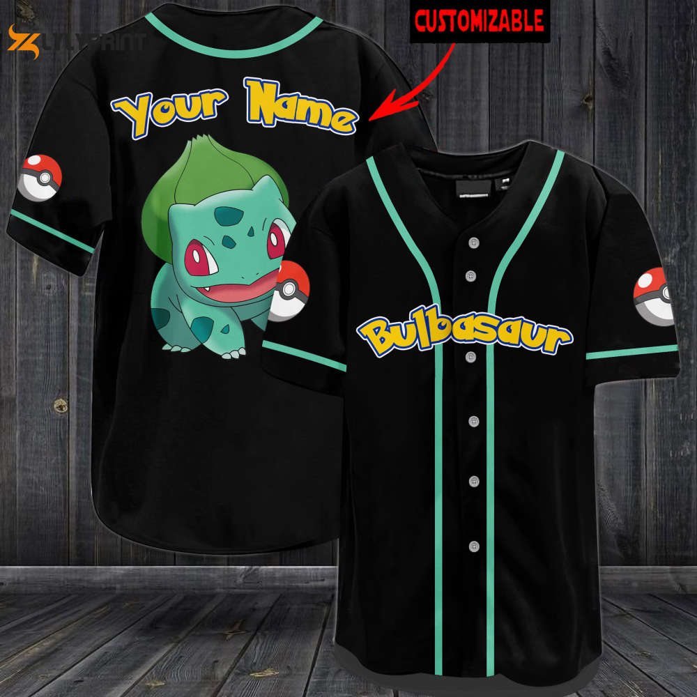 Custom Bulbasaur Baseball Jersey - Perfect Gift for Men and Women - lylyprint.com baseball jersey product view 1