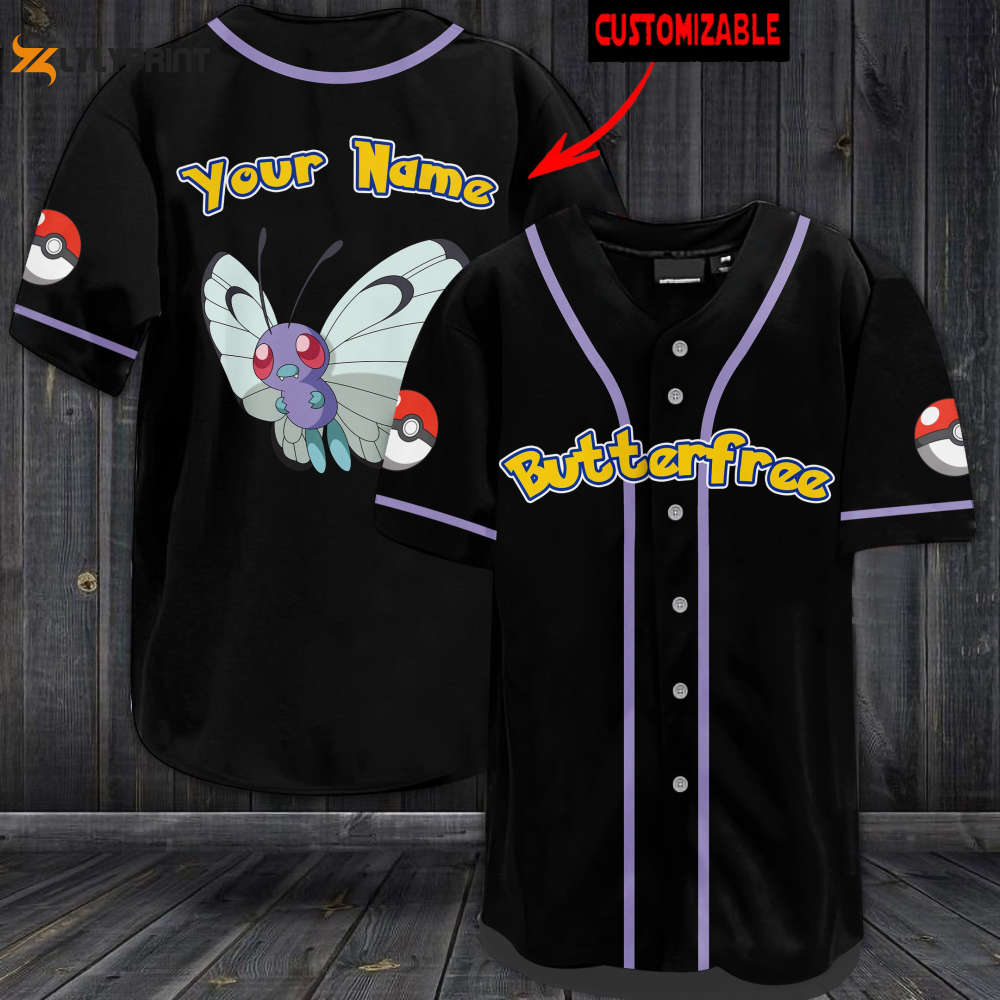Personalized Butterfree Baseball Jersey - lylyprint.com baseball jersey product view 1