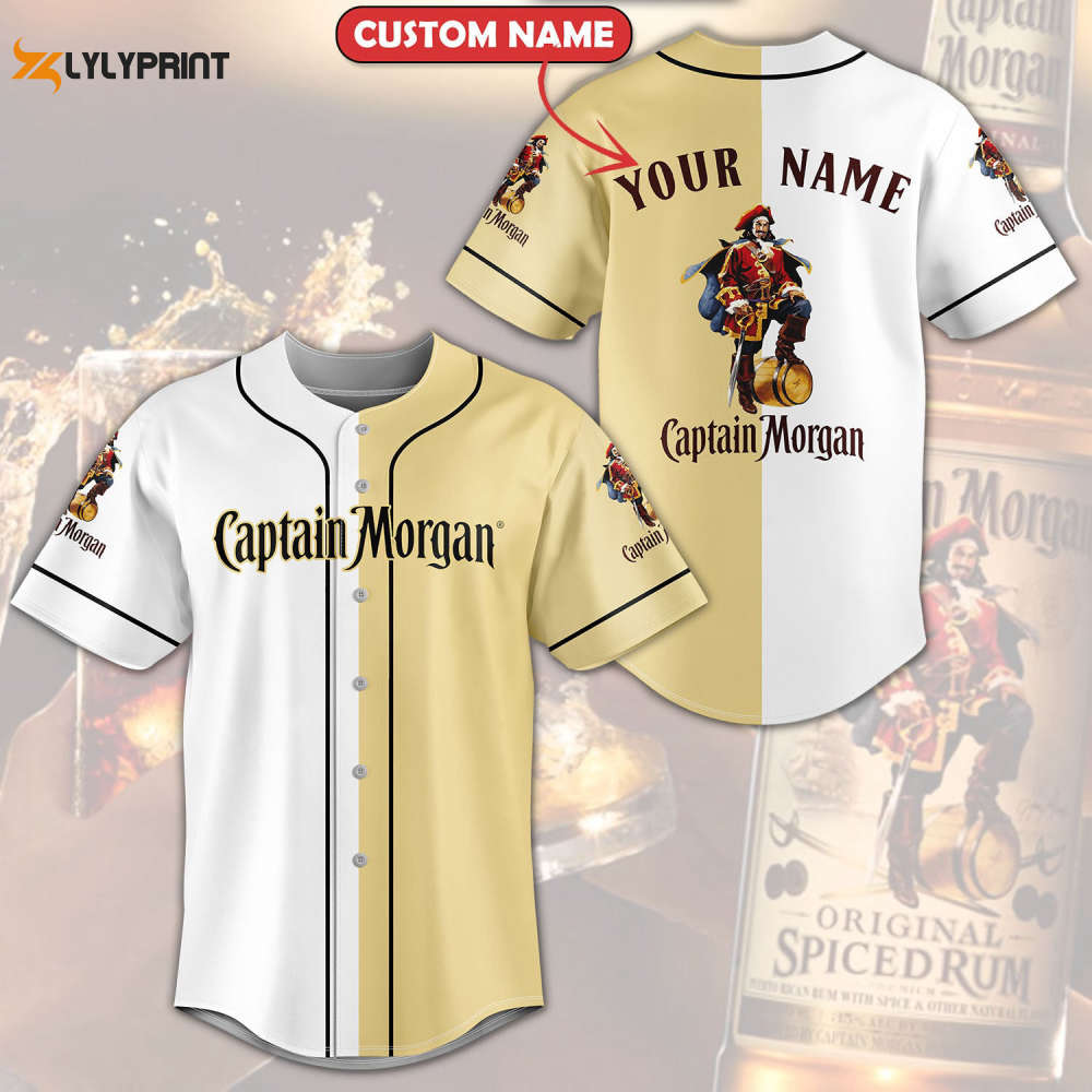 Personalized Captain Morgan All Over Print Unisex Baseball Jersey Yellow - lylyprint.com baseball jersey product view 1