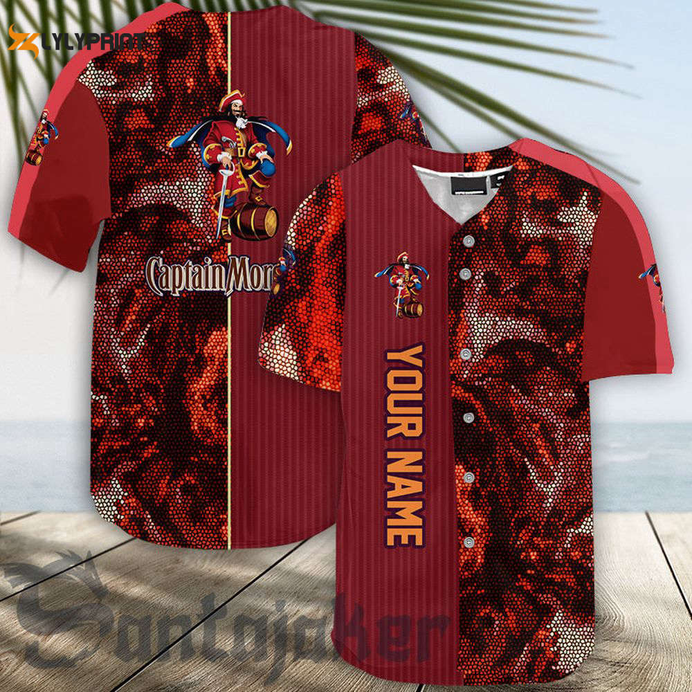 Personalized Captain Morgan Galaxy Mosaic Baseball Jersey - lylyprint.com baseball jersey product view 1