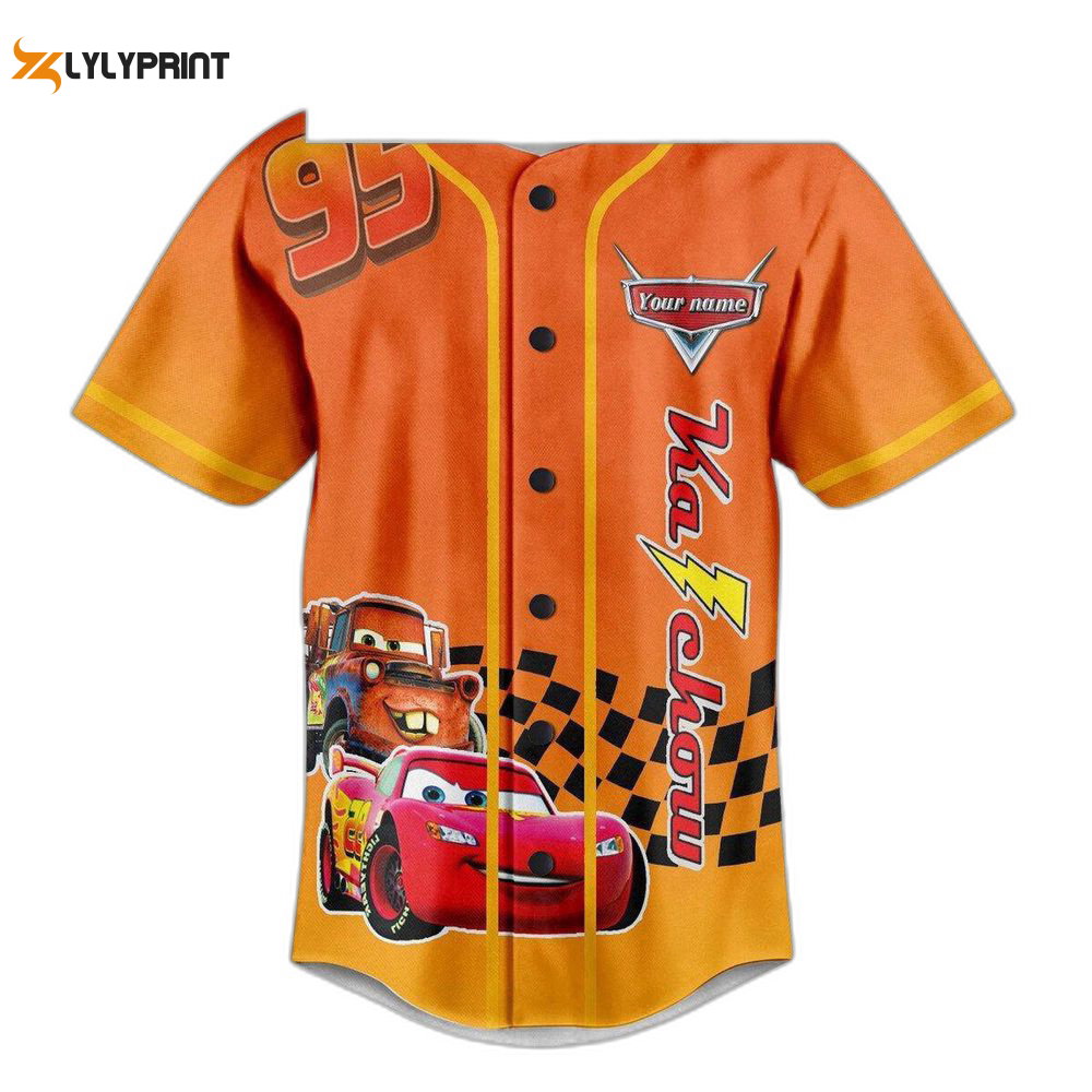 Personalized Cars 4 Baseball Jersey For Men Women, Lightning McQueen Jersey Shirt - lylyprint.com baseball jersey product view 1