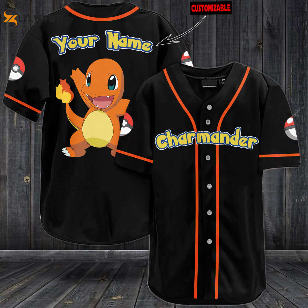 Personalized Charmander Baseball Jersey - lylyprint.com baseball jersey product view 1