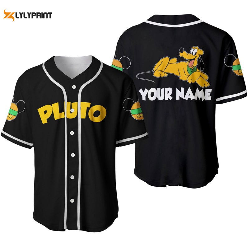 Personalized Chilling Pluto Dog All Over Print Baseball Jersey - lylyprint.com baseball jersey product view 1