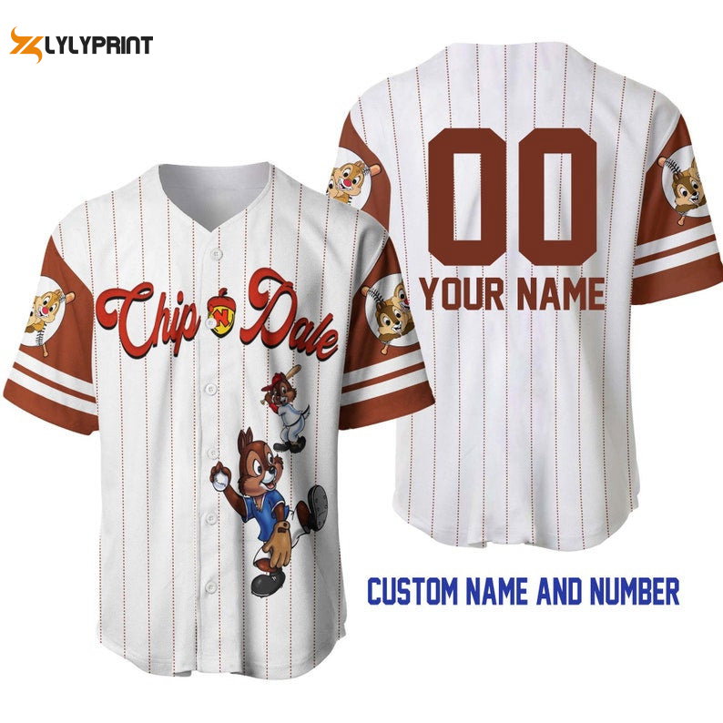 Personalized Chipmunks Chip & Dale All Over Print Pinstripe Baseball Jersey - lylyprint.com baseball jersey product view 1