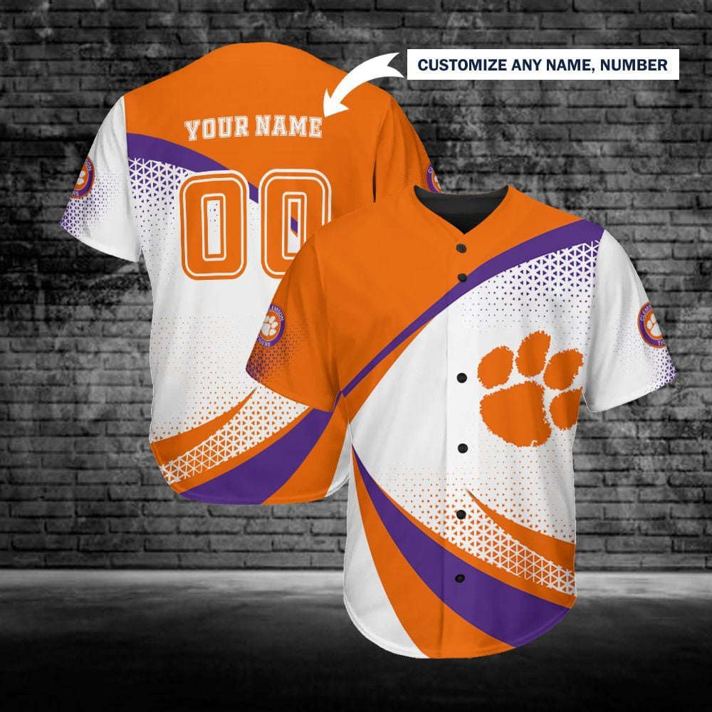Personalized Clemson Tigers Baseball Jersey Custom Name For Fans BJ0146 - lylyprint.com baseball jersey product view 2