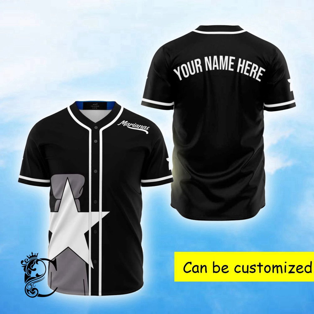 Personalized Cnmi Marianas Saipan Black Baseball Jersey - Aopprinter baseball jersey product view 2