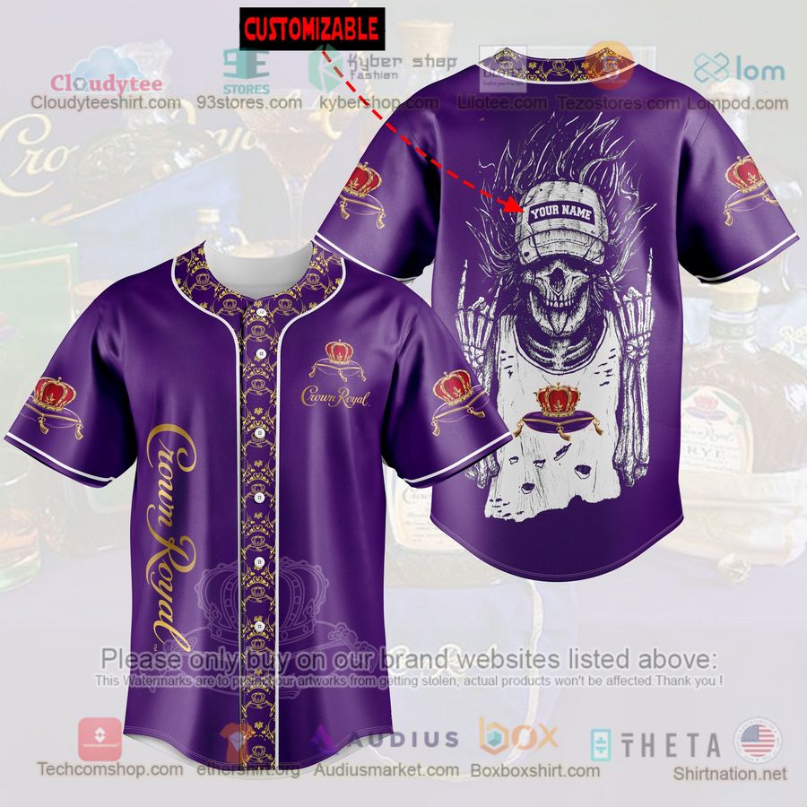 HOT Crown Royal hip hop skull Custom Name Baseball Jersey Shirt baseball jersey product view 1