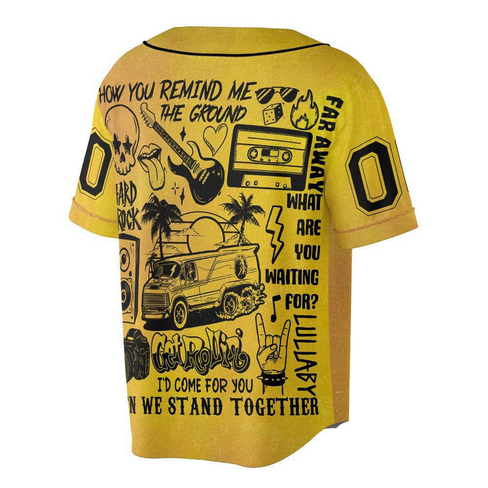 Personalized Custom Nickelback Music Doodle Art Baseball Jersey - lylyprint.com baseball jersey product view 2