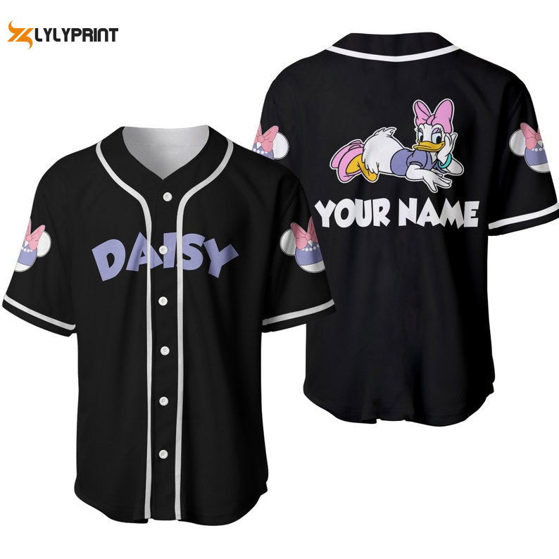 Personalized Cute Purple Daisy Duck All Over Print Baseball Jersey - lylyprint.com baseball jersey product view 1