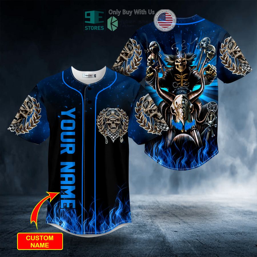 BEST Personalized Dark Blue The Hunt Ghost Skull Custom Baseball Shirt baseball jersey product view 1