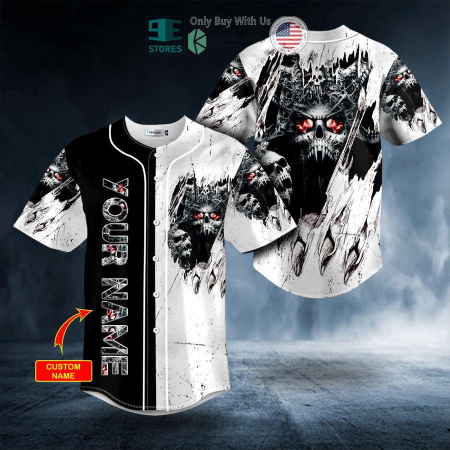 BEST Personalized Dark Hell Skull Scratch Custom Baseball Shirt baseball jersey product view 1
