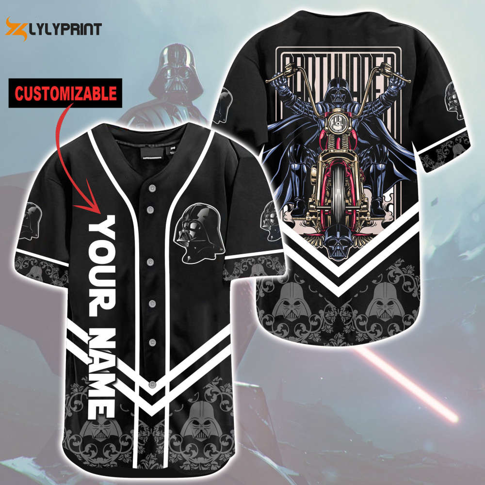 Personalized Darth Vader Motorcycle All Over Print Unisex Baseball Jersey - lylyprint.com baseball jersey product view 1