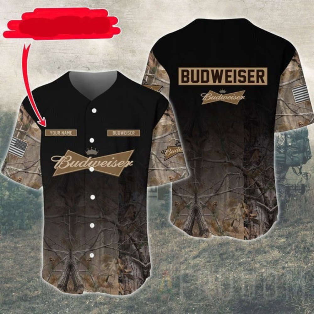 Personalized Deer Hunting Budweiser Baseball Jersey - Aopprinter baseball jersey product view 2