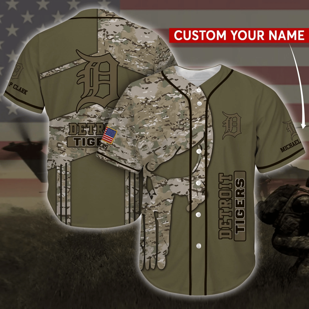 Personalized Detroit Tigers MLB Camo Baseball Jersey Shirt FVJ - Aopprinter baseball jersey product view 2